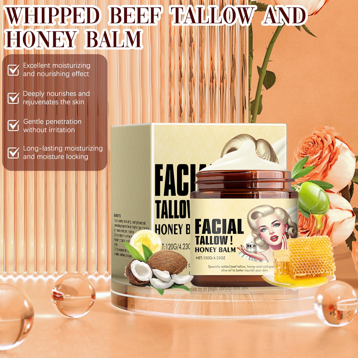 FACIAL Whipped Beef Tallow and Honey Balm